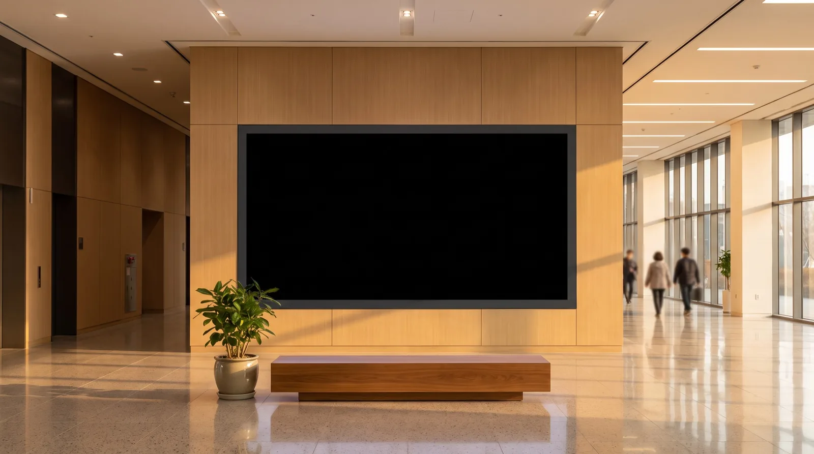 관공서 로비 LED 미디어월에 송출된 다국어 타이포 미디어아트